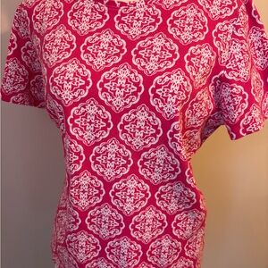 Kim Rogers Hot Pink Short Sleeve Medallion Print Tee